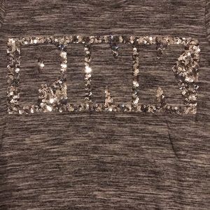 VS Pink Round Neck Sequined Short SleeveT XS